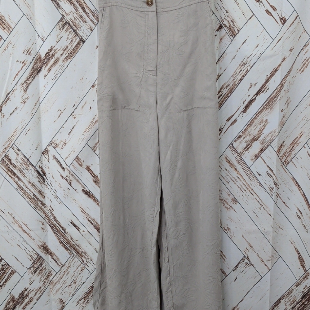 House of Harlow 1960 Beige Floral Patterned Wide Leg Pants - Picture 2 of 7